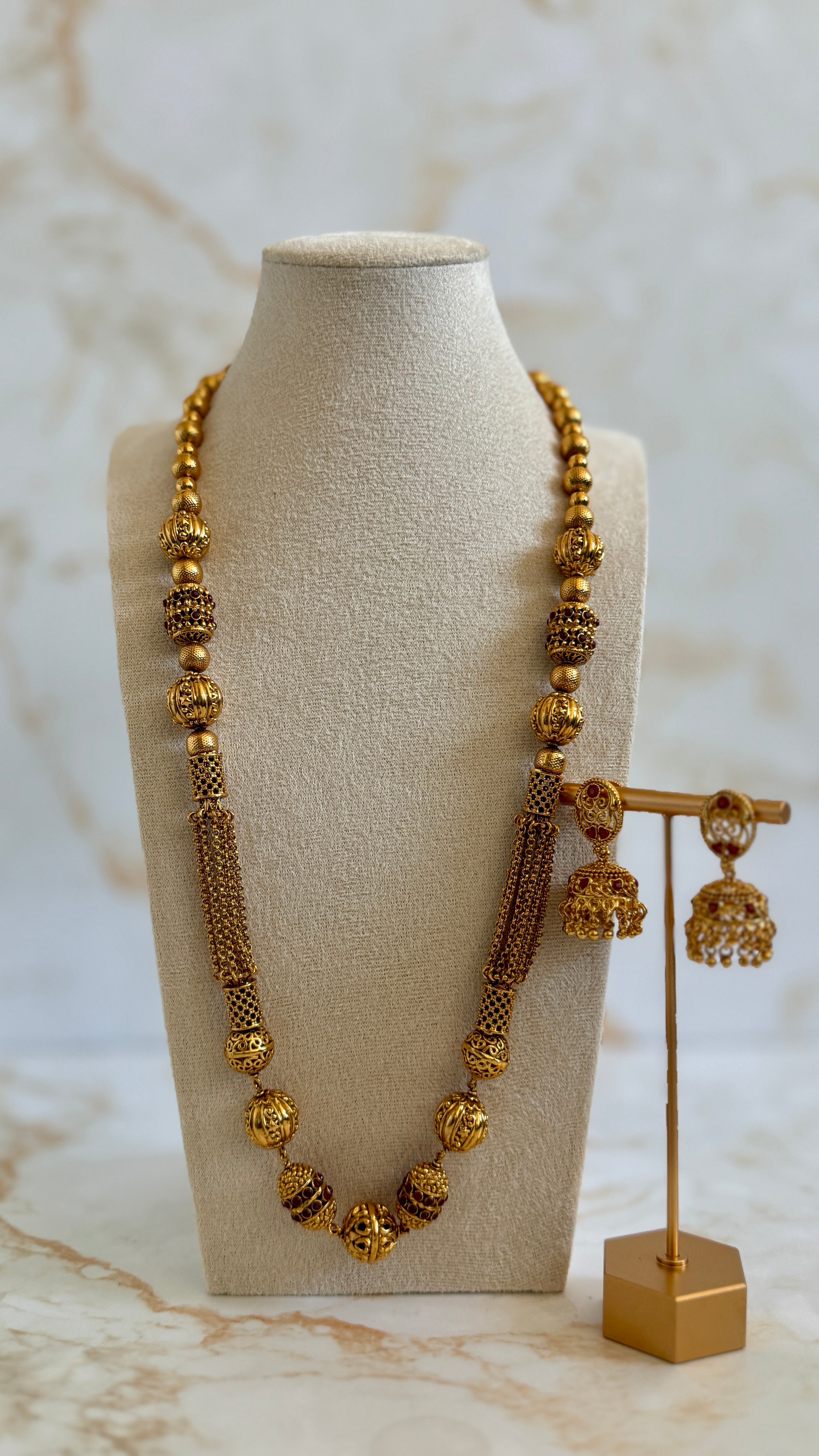 Gold Plated Long Necklace Set