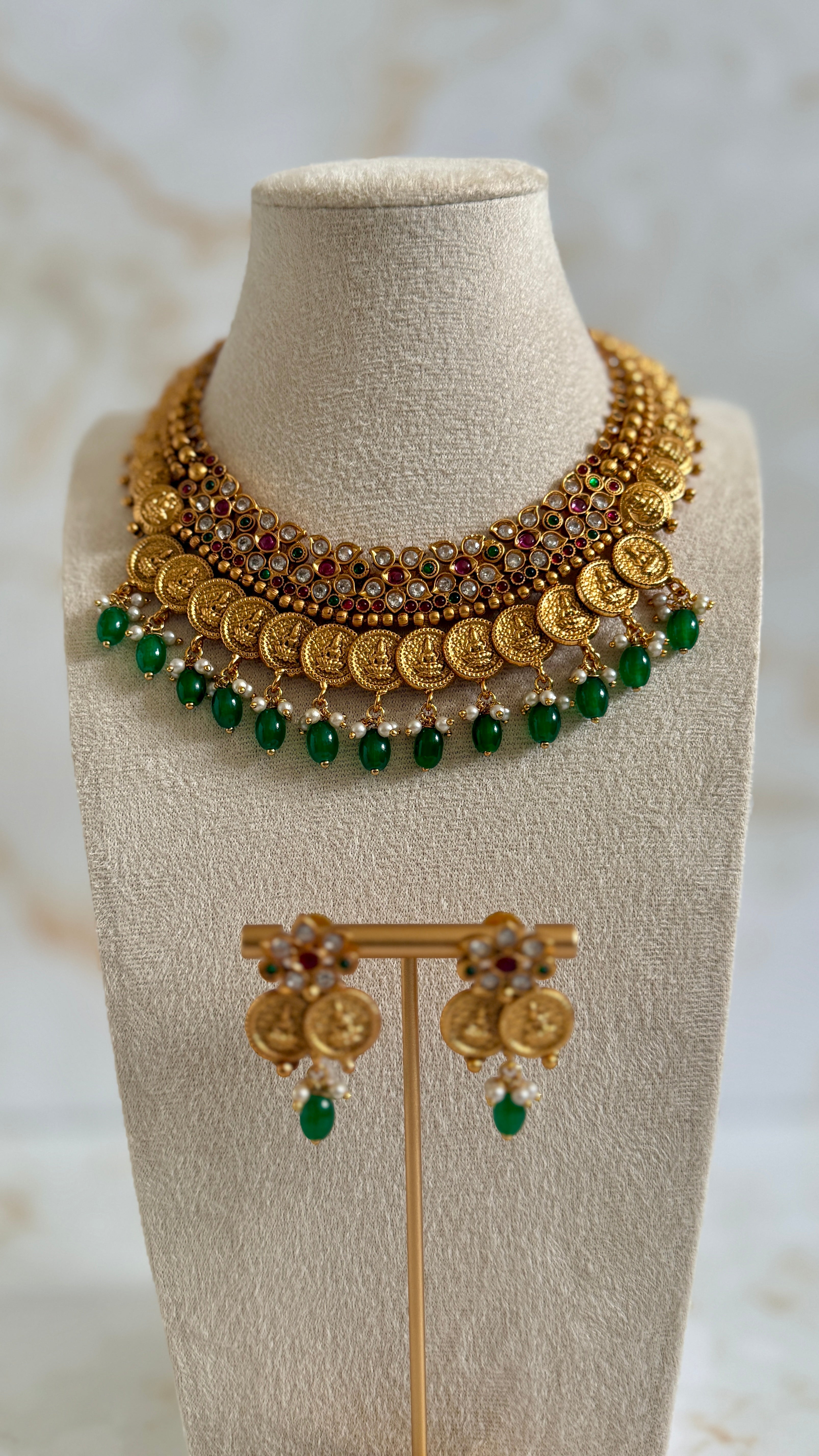 Gold Plated Temple Necklace Set