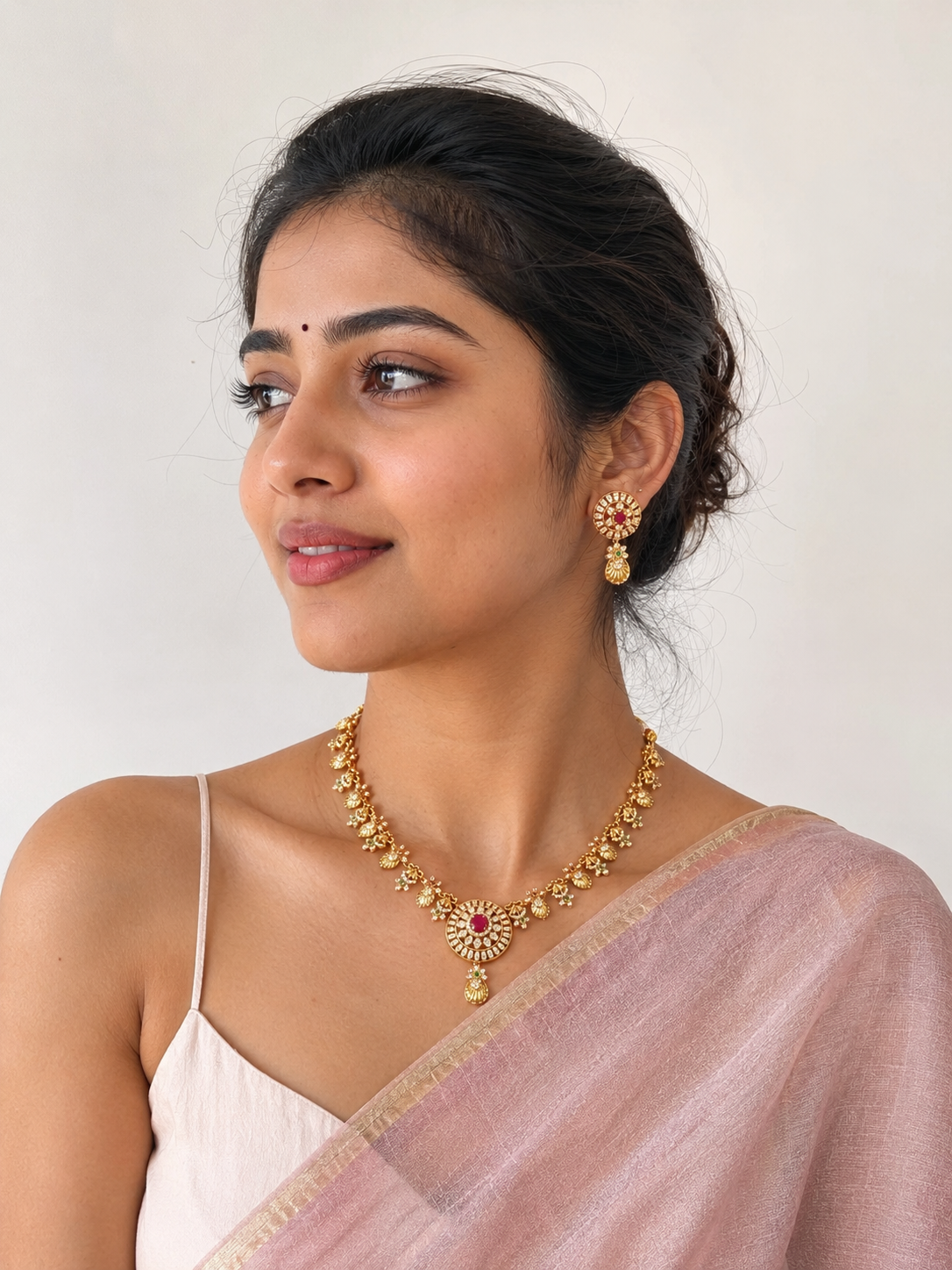 Premium Floral Stone Necklace Set