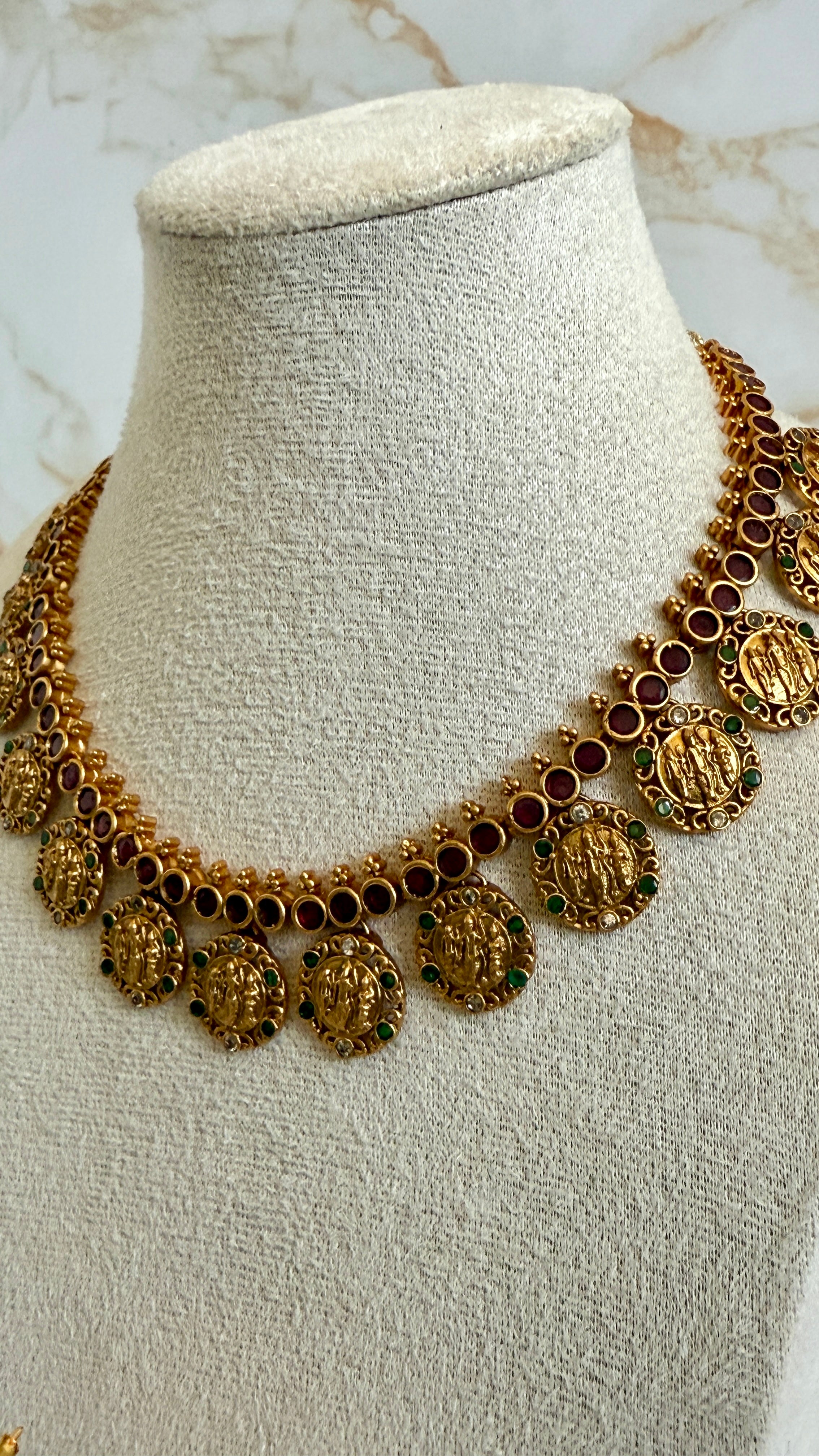 Premium Ruby Green Necklace Set