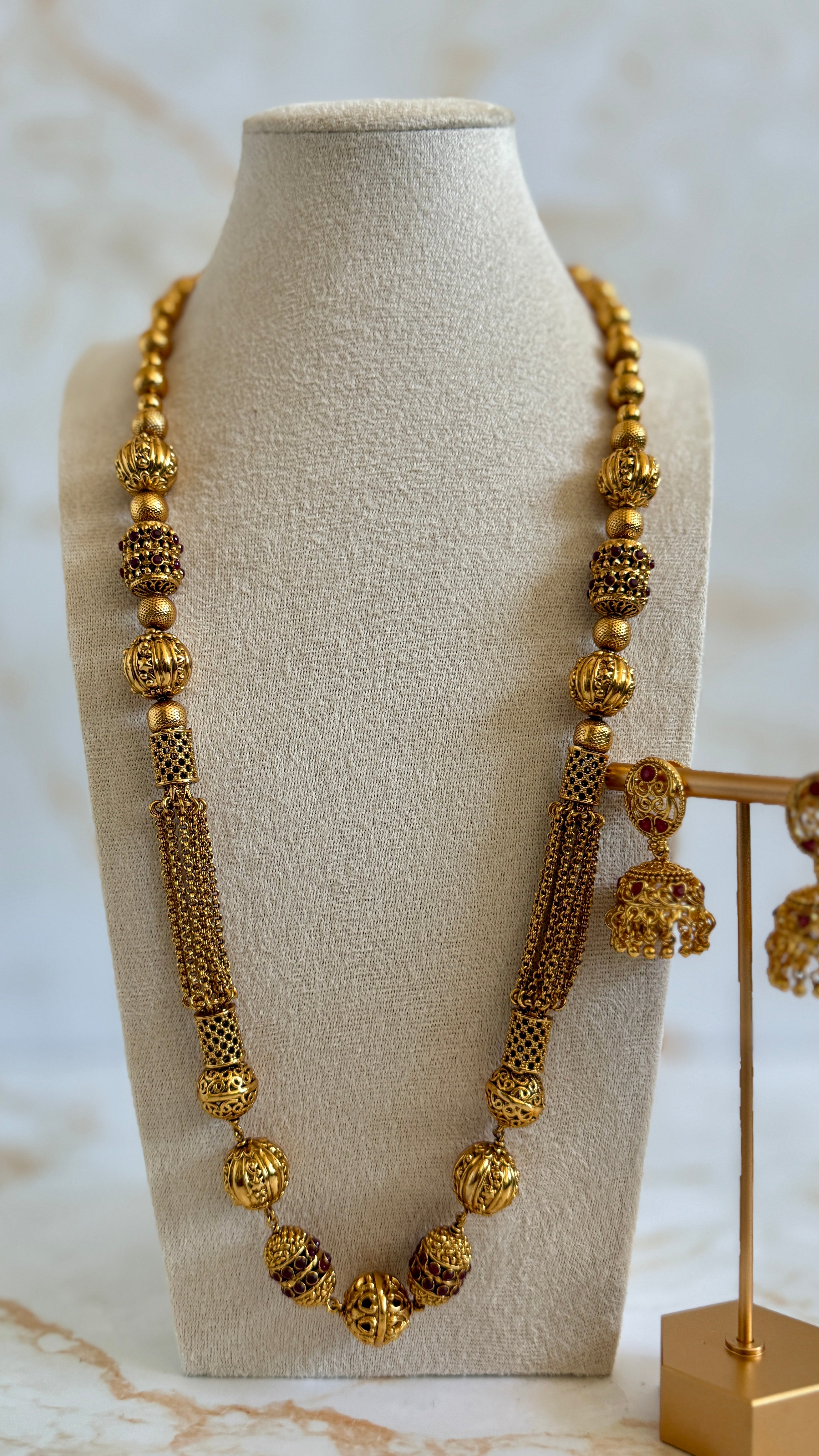 Gold Plated Long Necklace Set