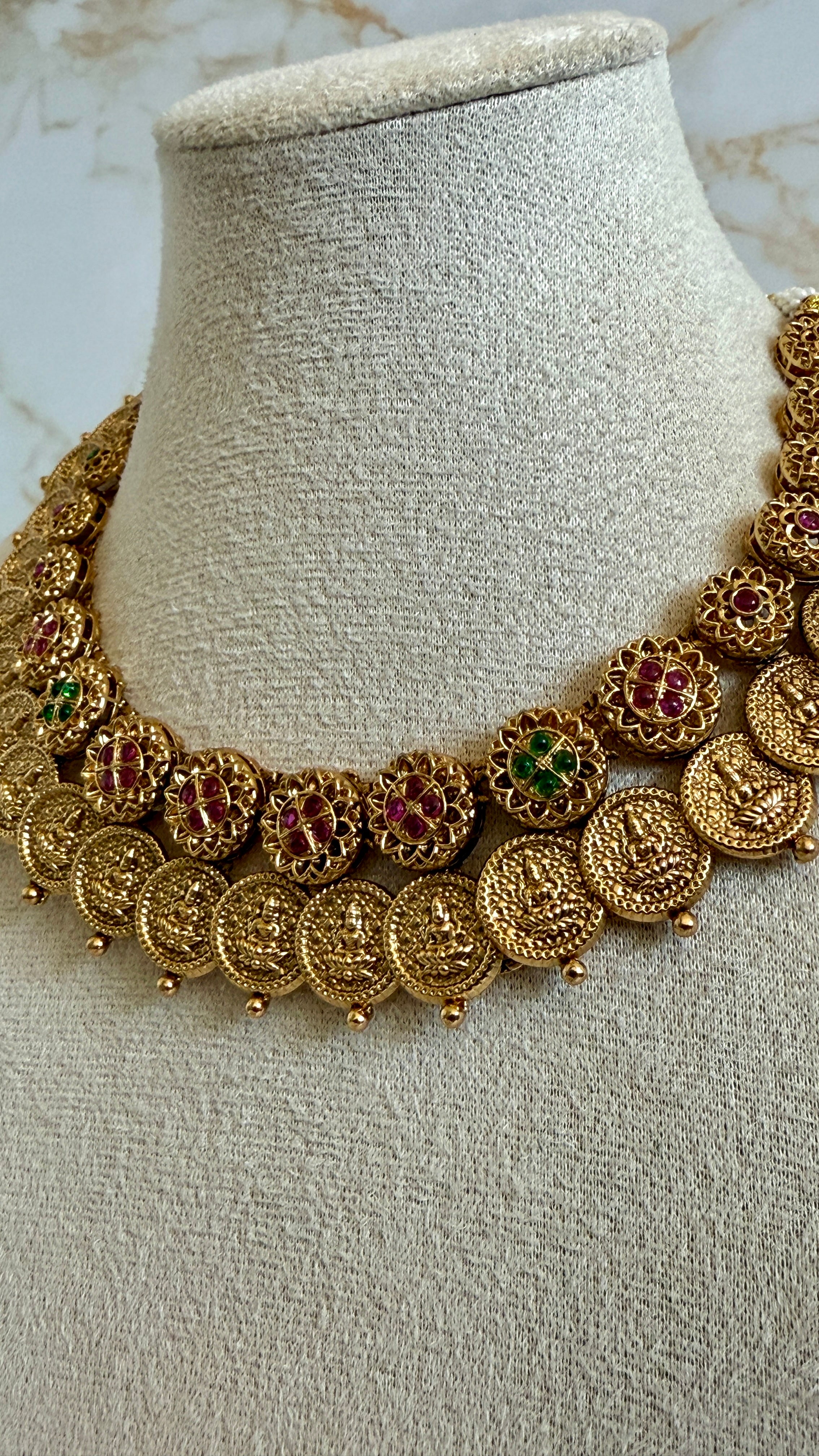 Kerala Ruby Green Necklace Set