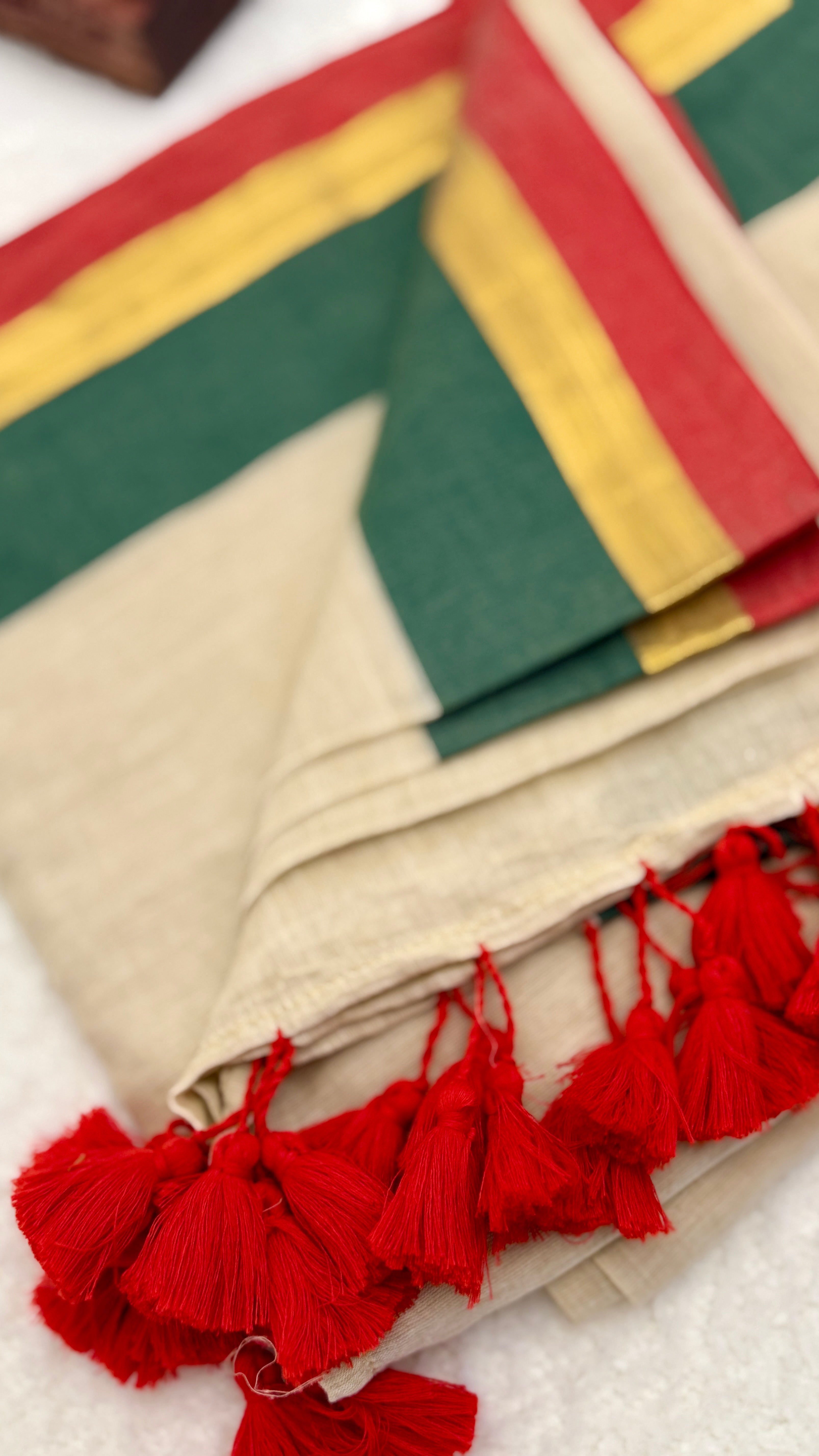 Pure Mul Cotton Saree With Hand Work Stitched Blouse