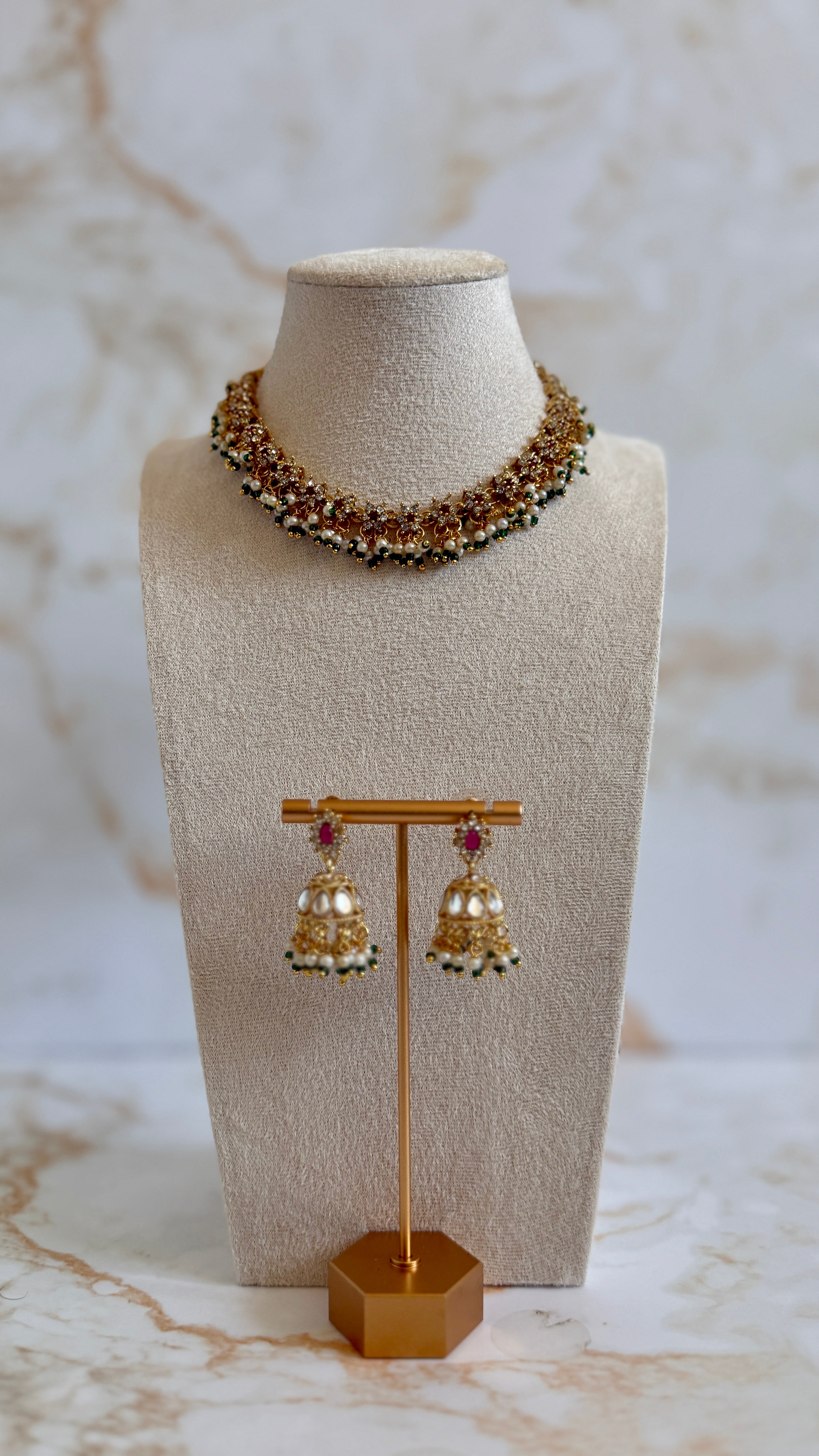 Gold Plated Floral Necklace Set