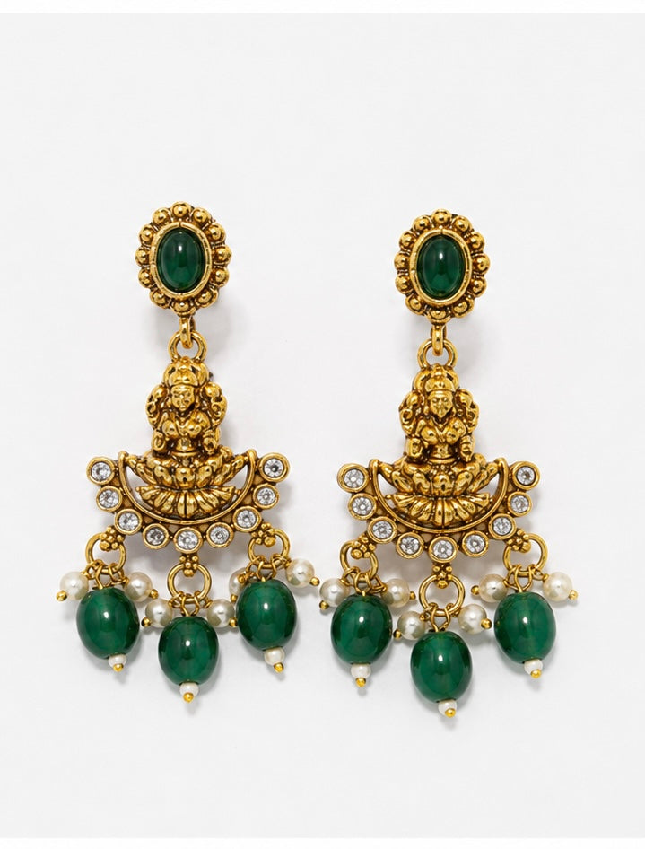 Premium Emerald Green Antique Necklace Set
