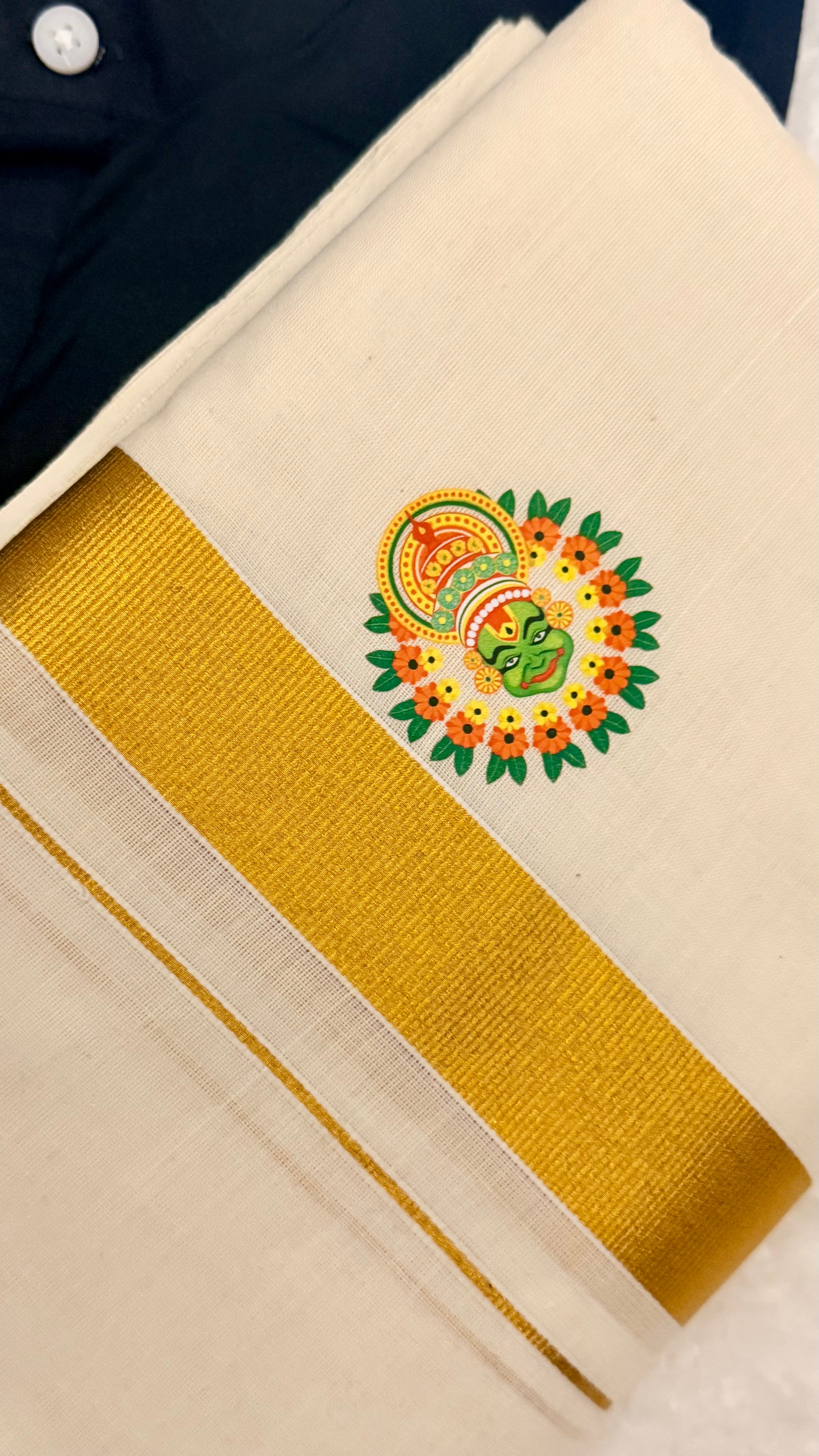 Kathakali Black Shirt and Mundu