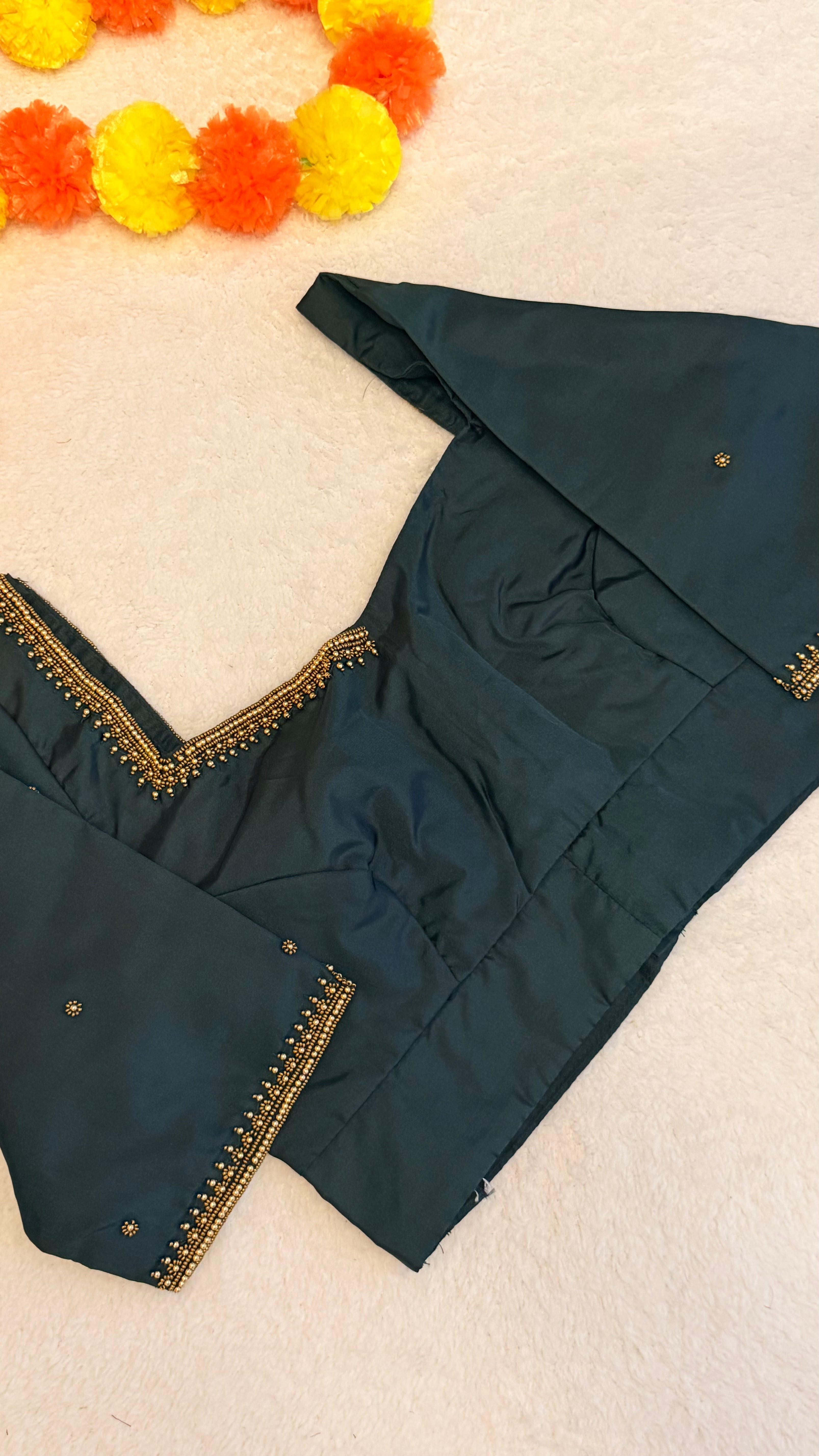 Dark Green Handwork Blouse