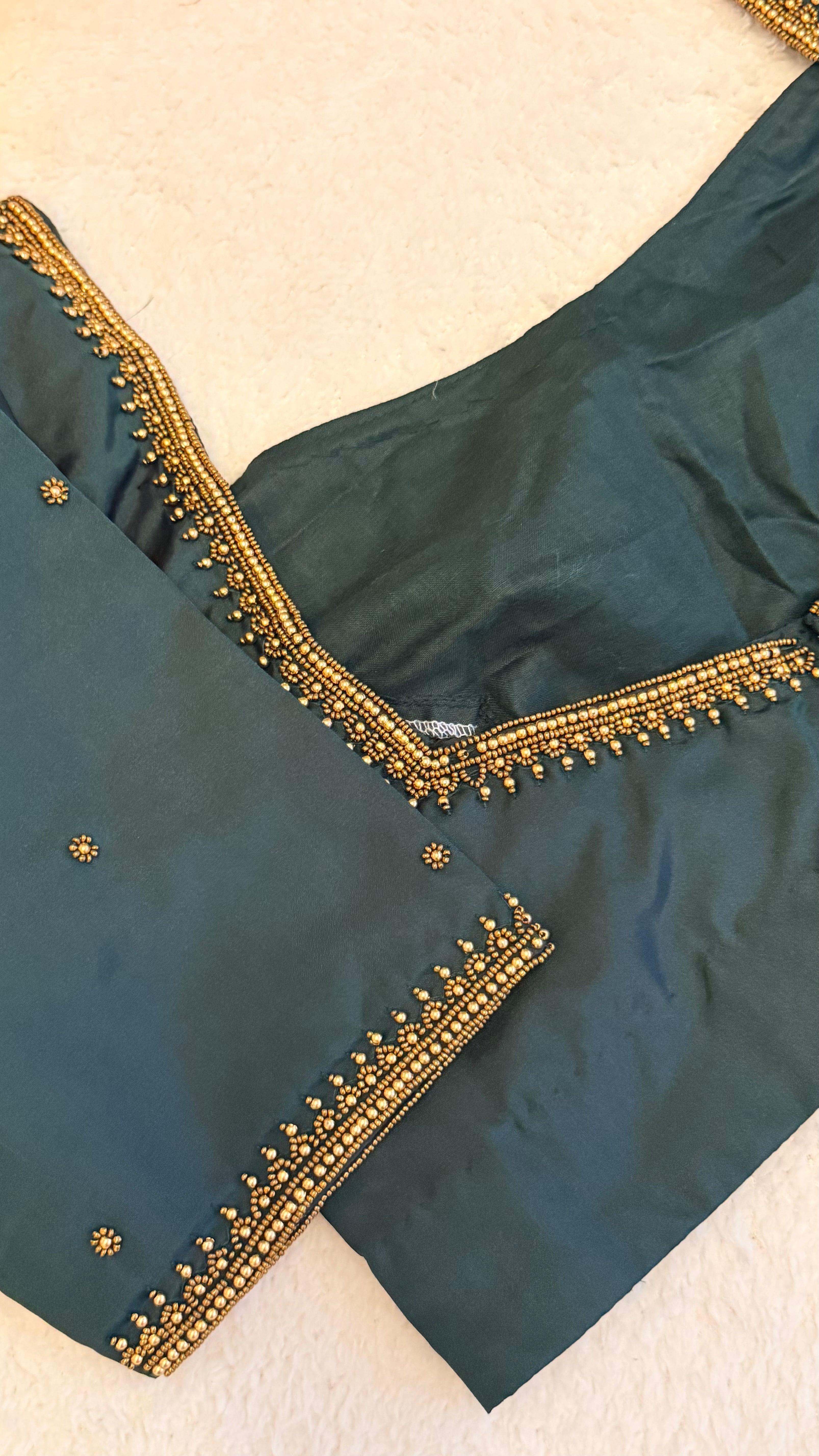Dark Green Handwork Blouse