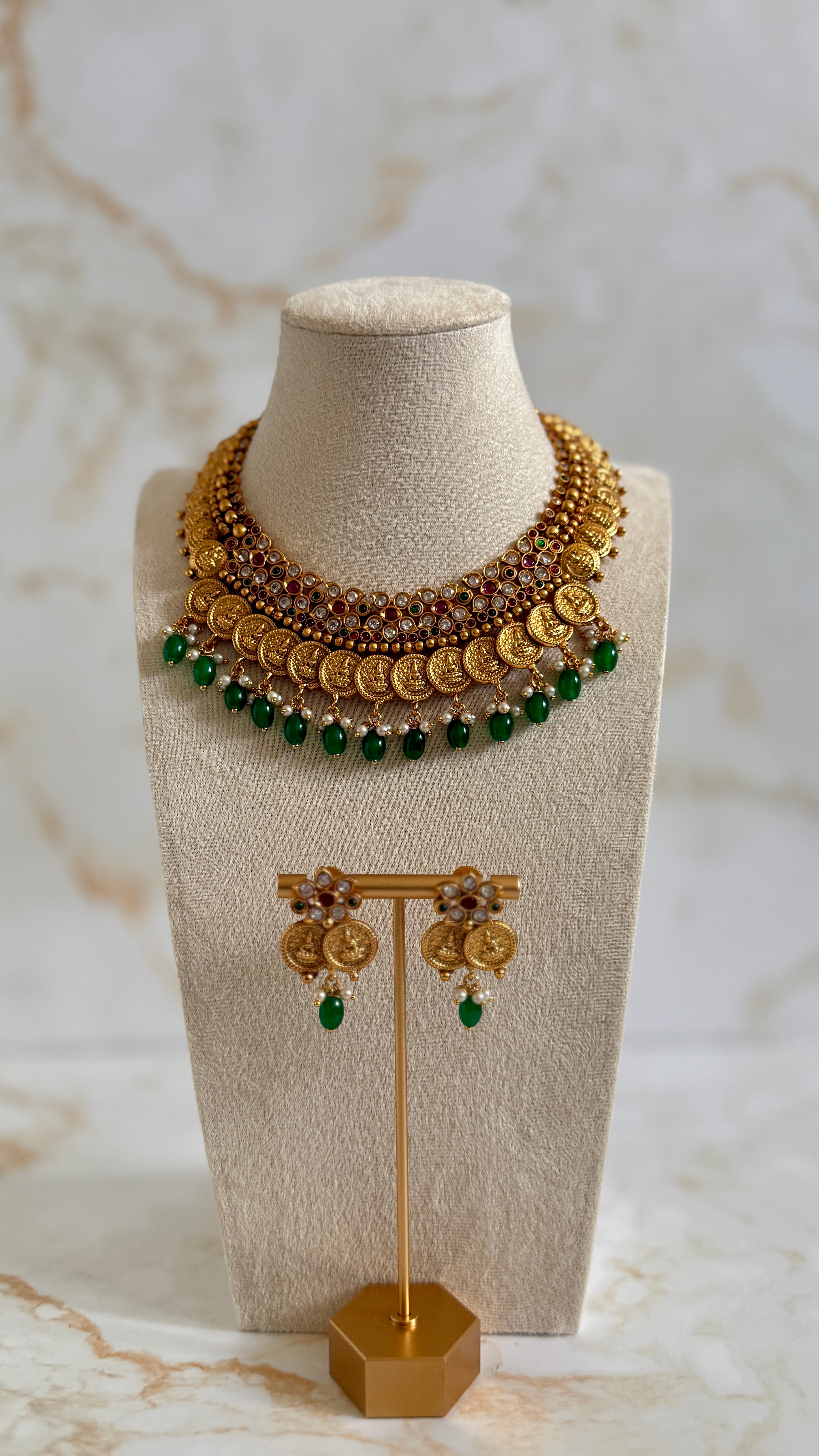 Gold Plated Temple Necklace Set