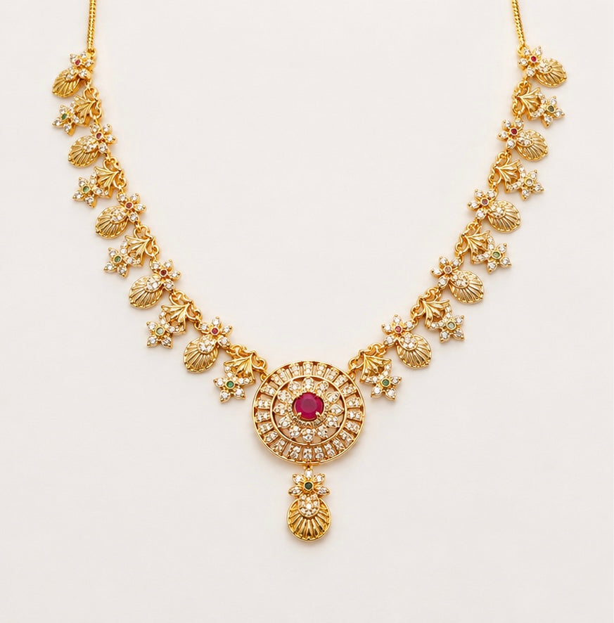 Premium Floral Stone Necklace Set