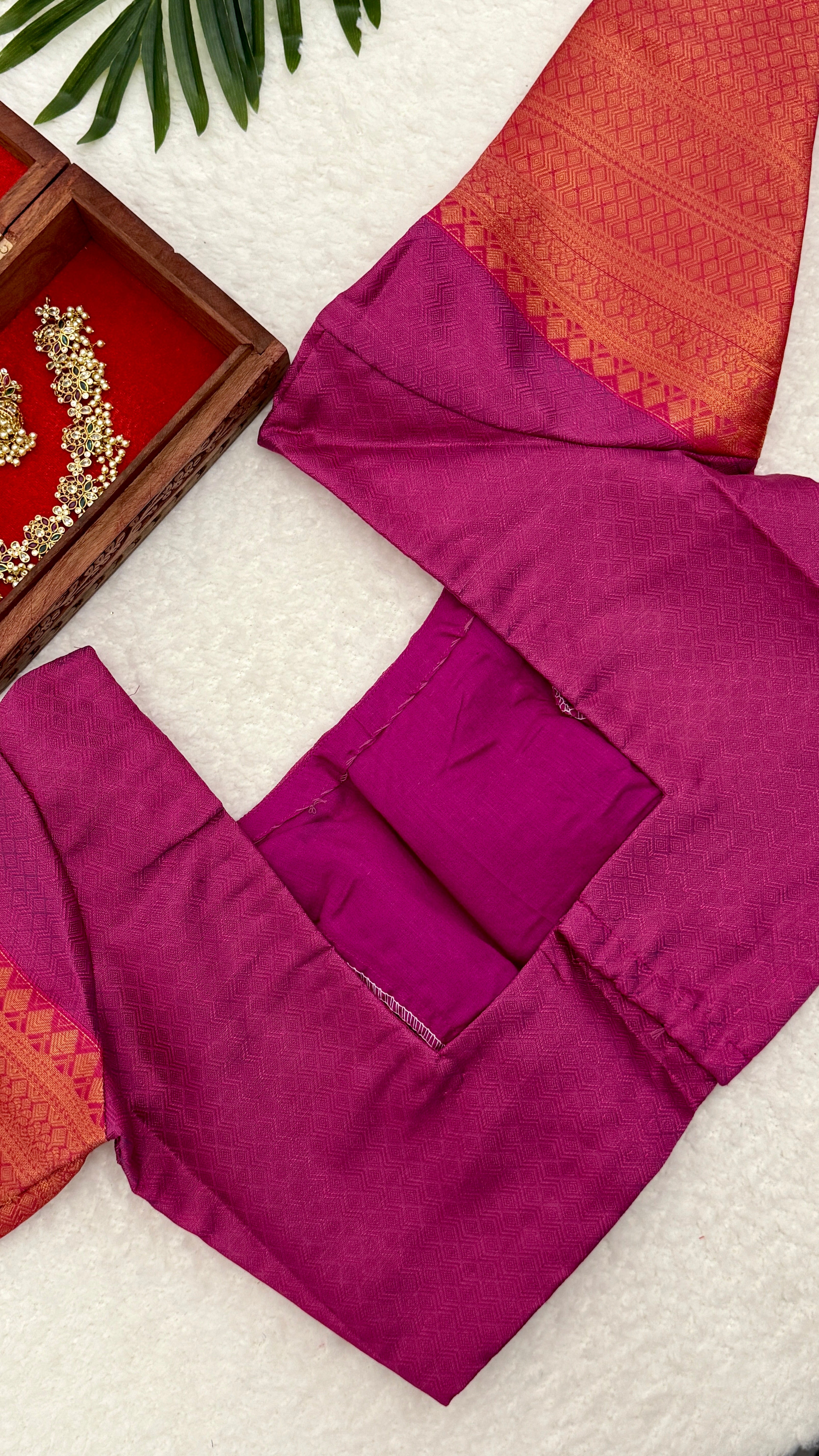 Purple Kora Muslin Saree With Stitched Blouse