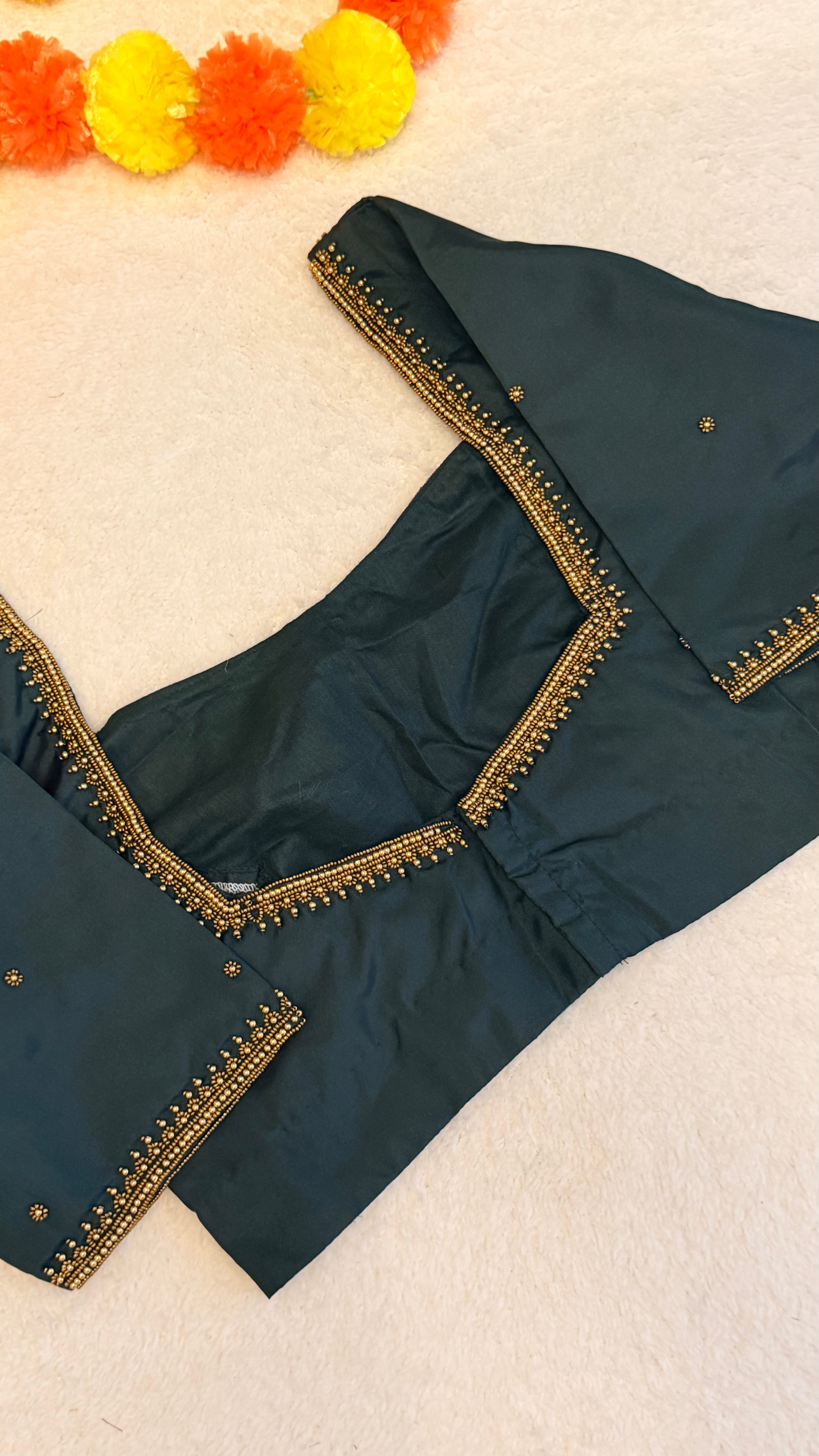 Dark Green Handwork Blouse