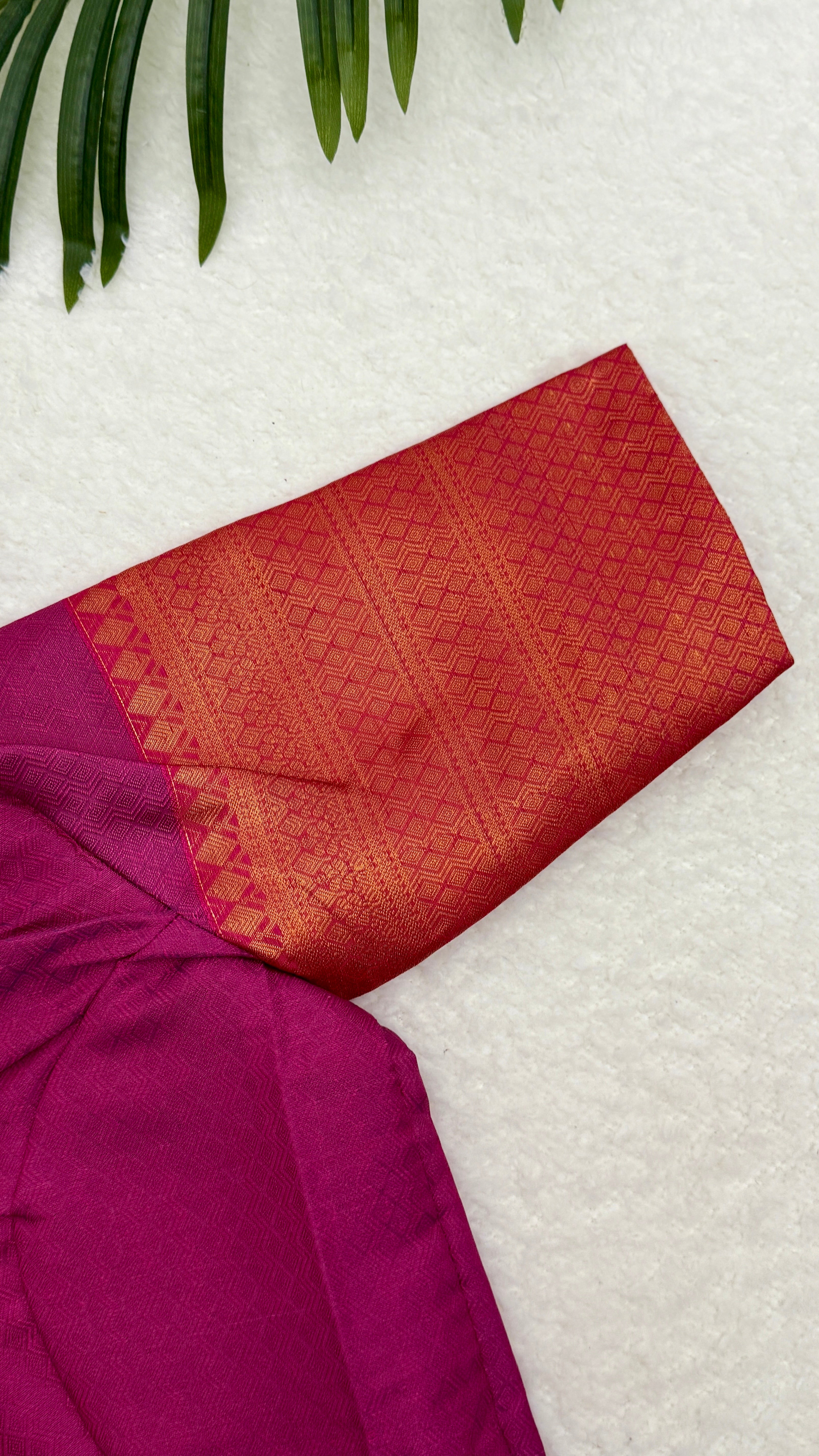 Purple Kora Muslin Saree With Stitched Blouse