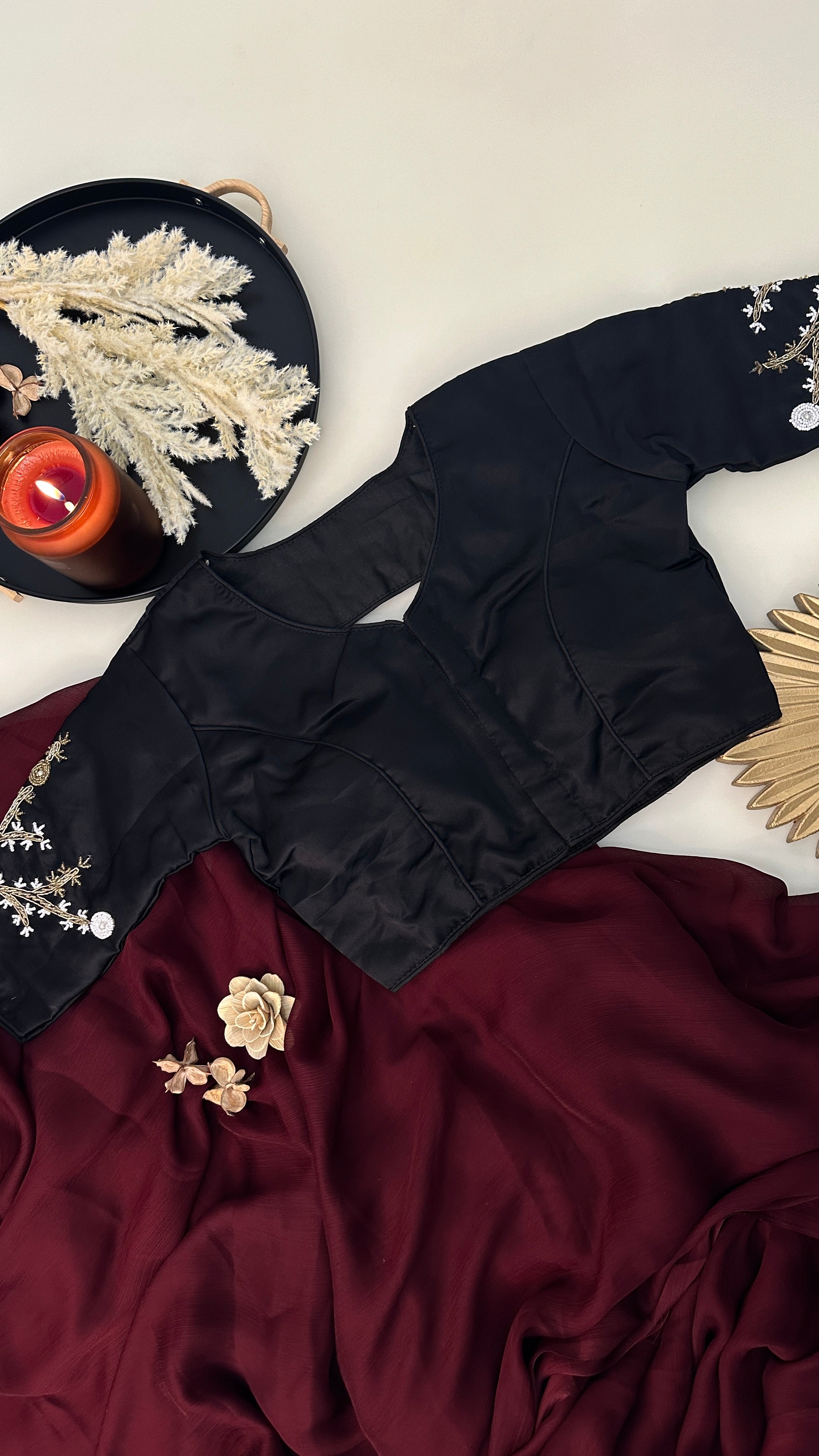 Designer Black Floral Handwork Blouse