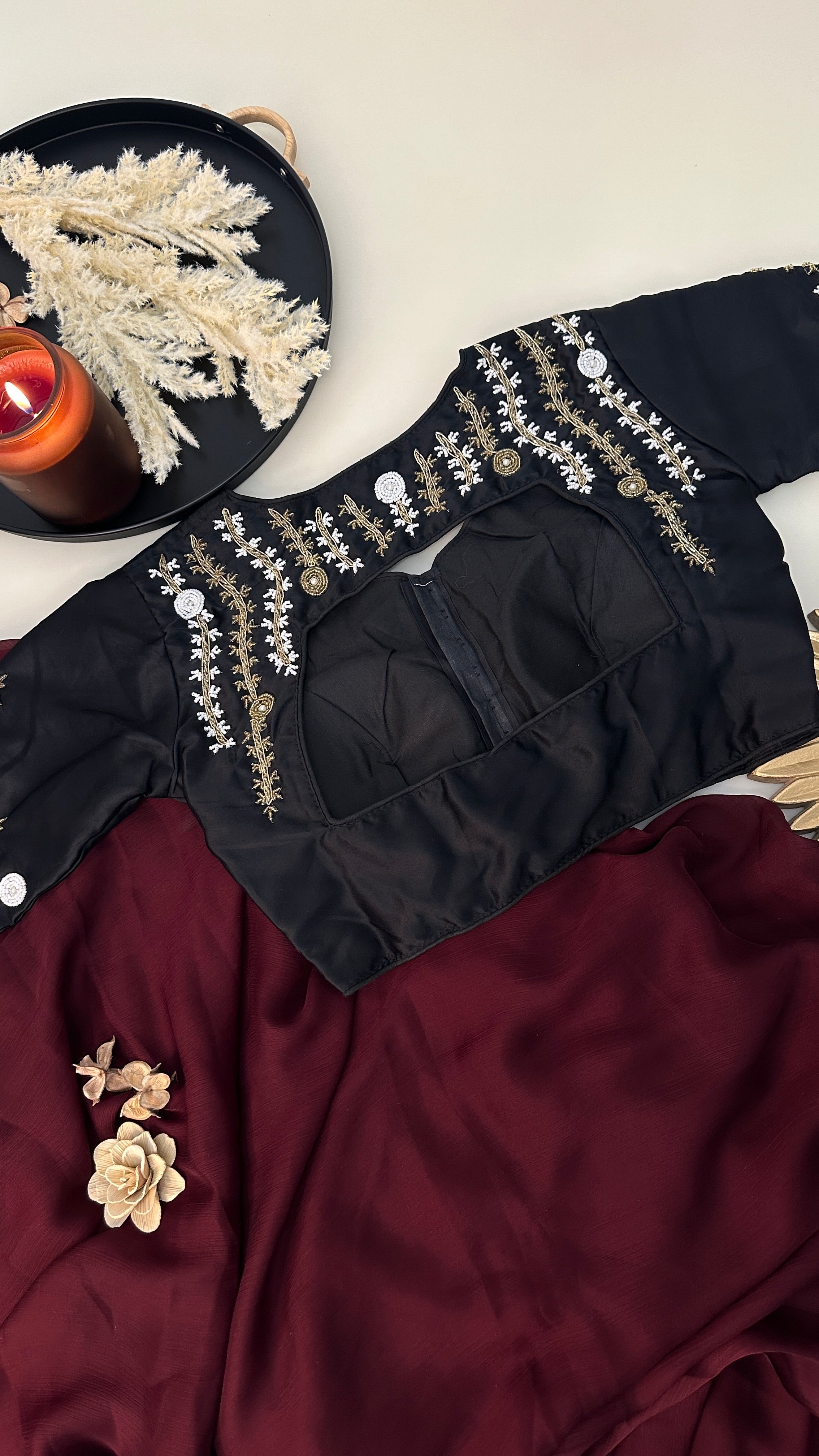 Designer Black Floral Handwork Blouse