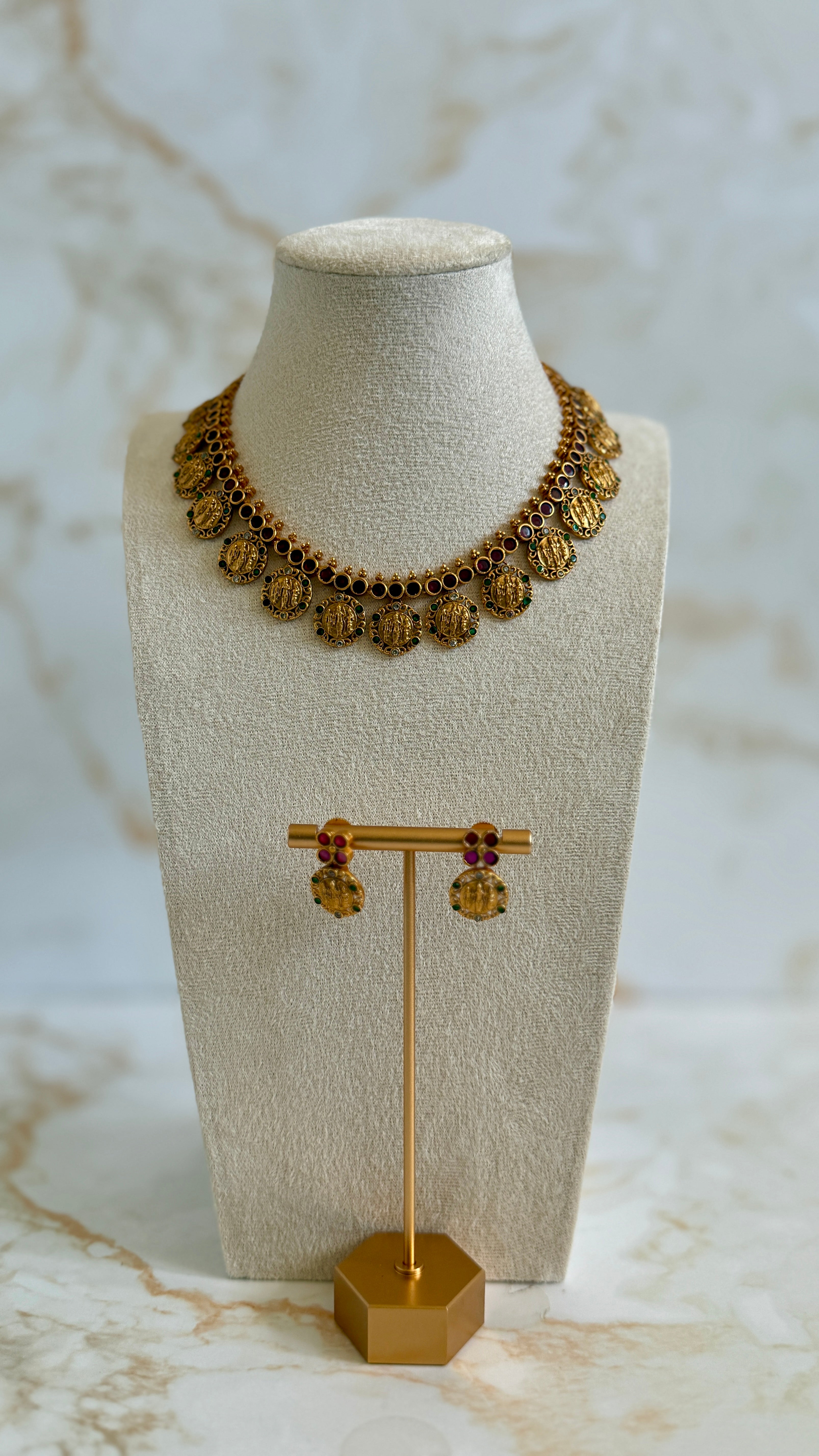 Premium Ruby Green Necklace Set