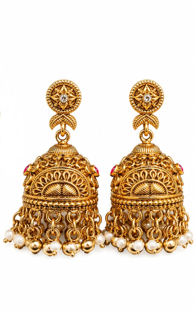 Premium Red Stone Antique Necklace Set