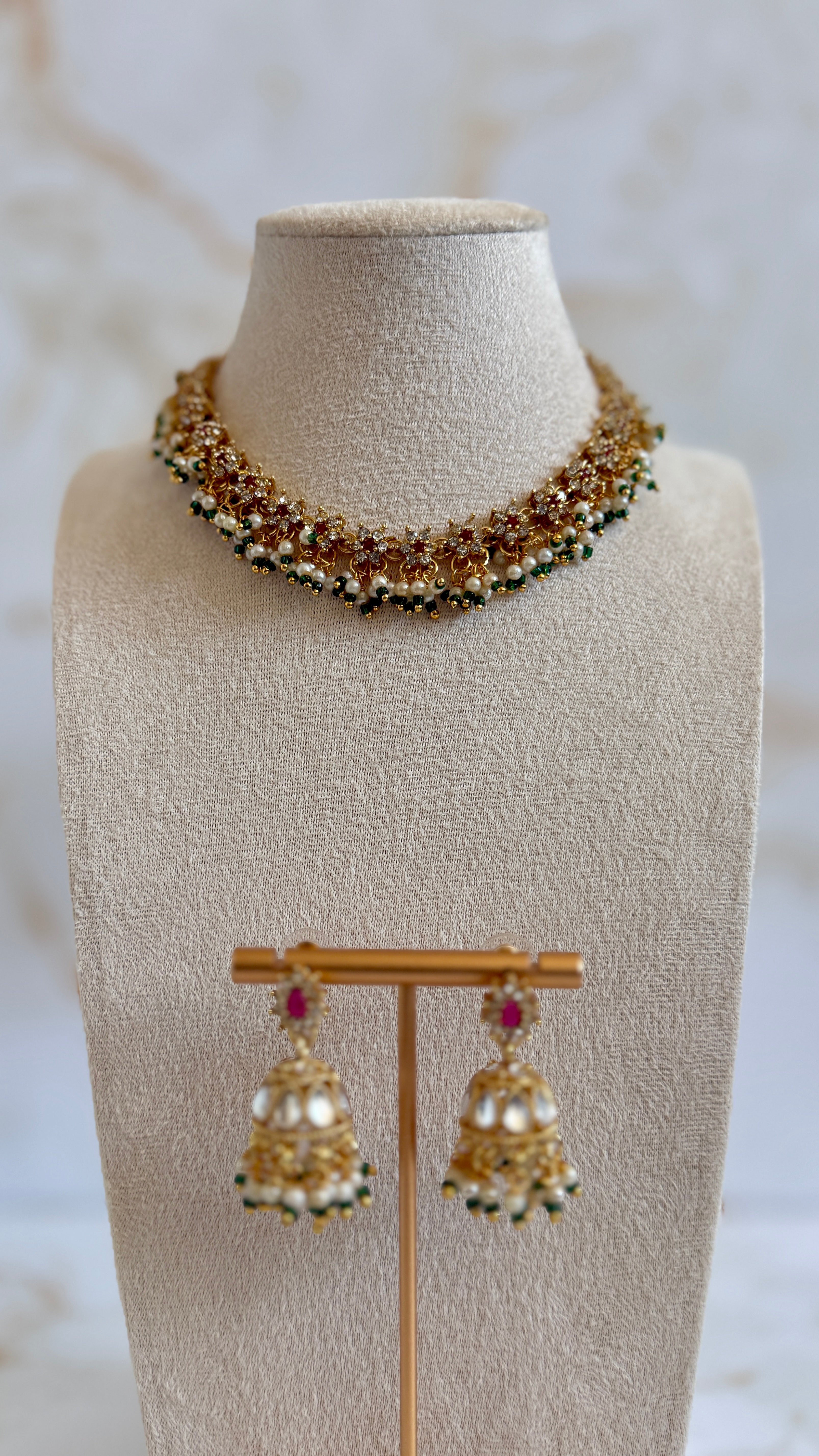 Gold Plated Floral Necklace Set