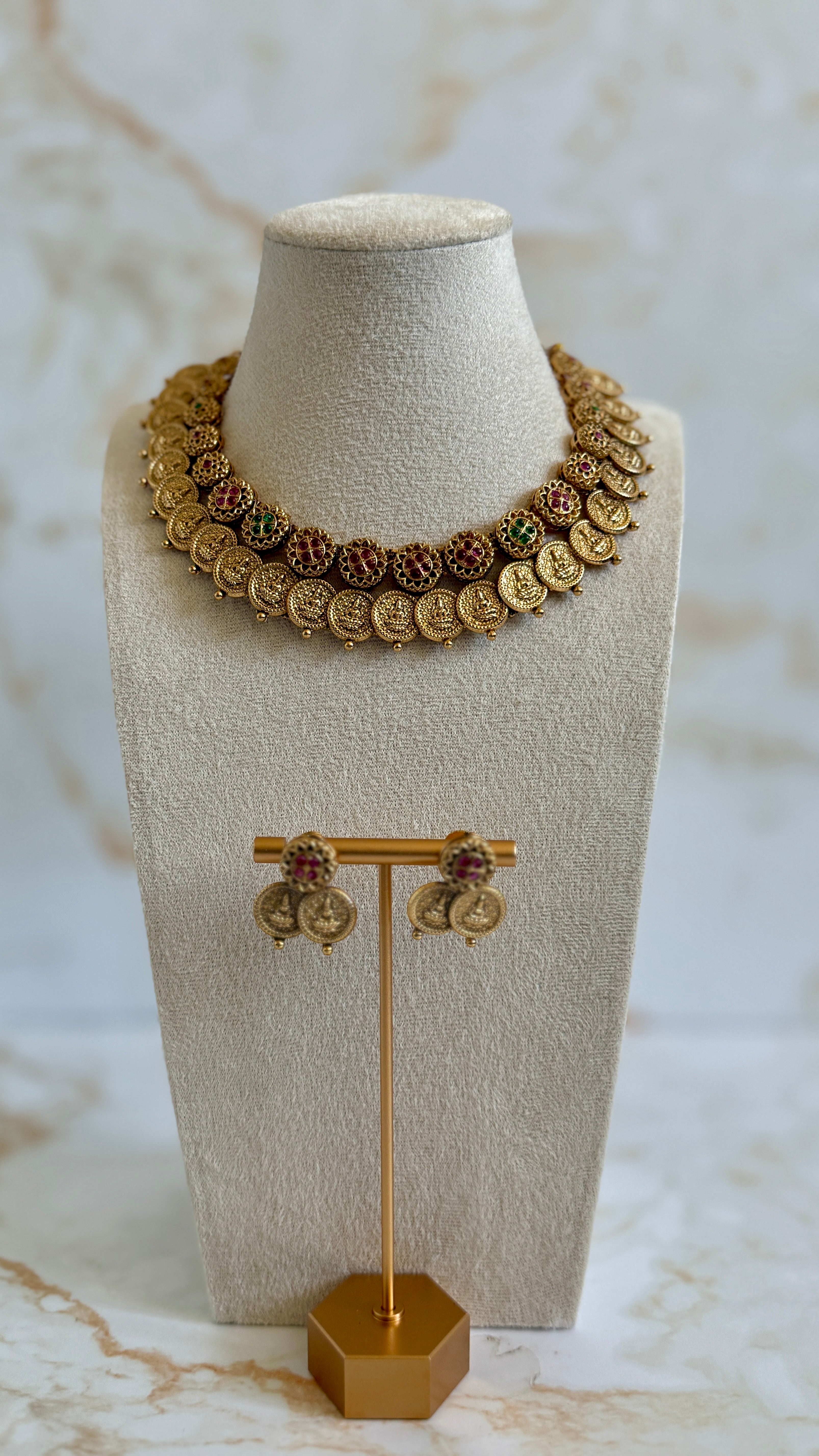 Kerala Ruby Green Necklace Set