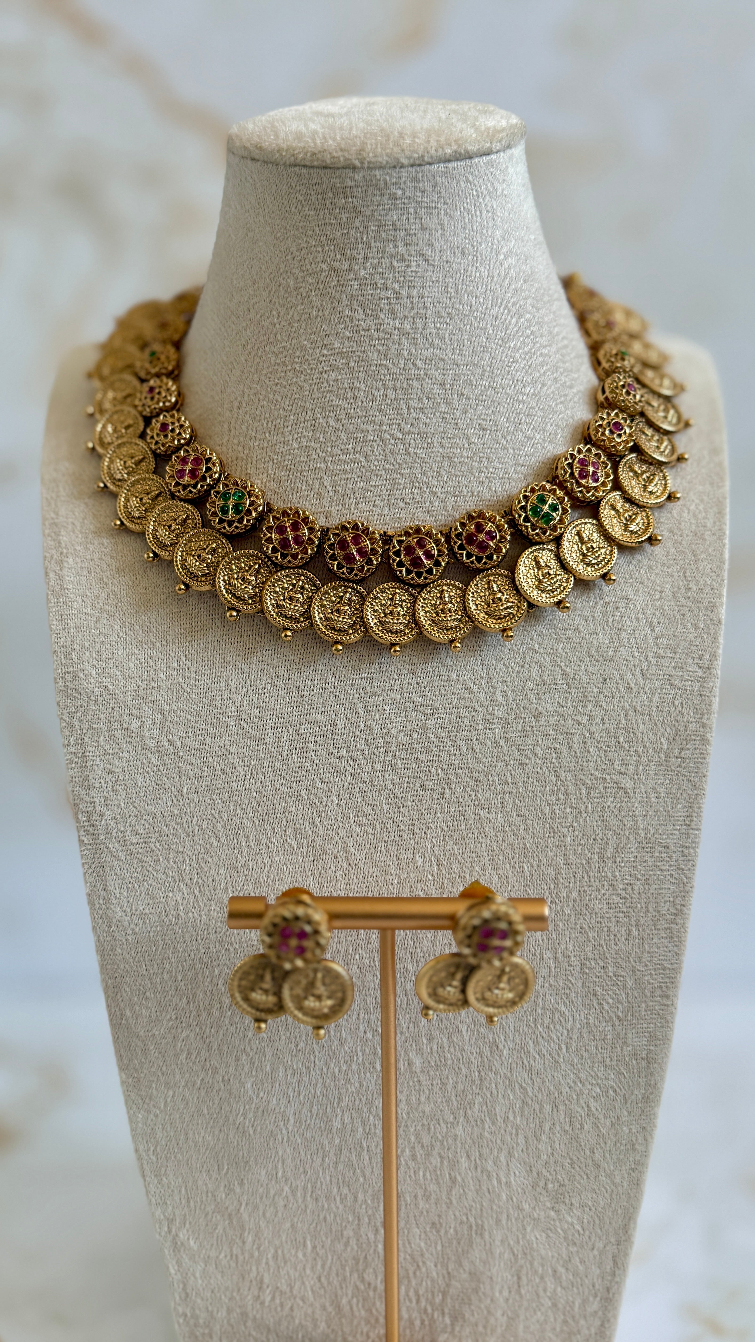 Kerala Ruby Green Necklace Set