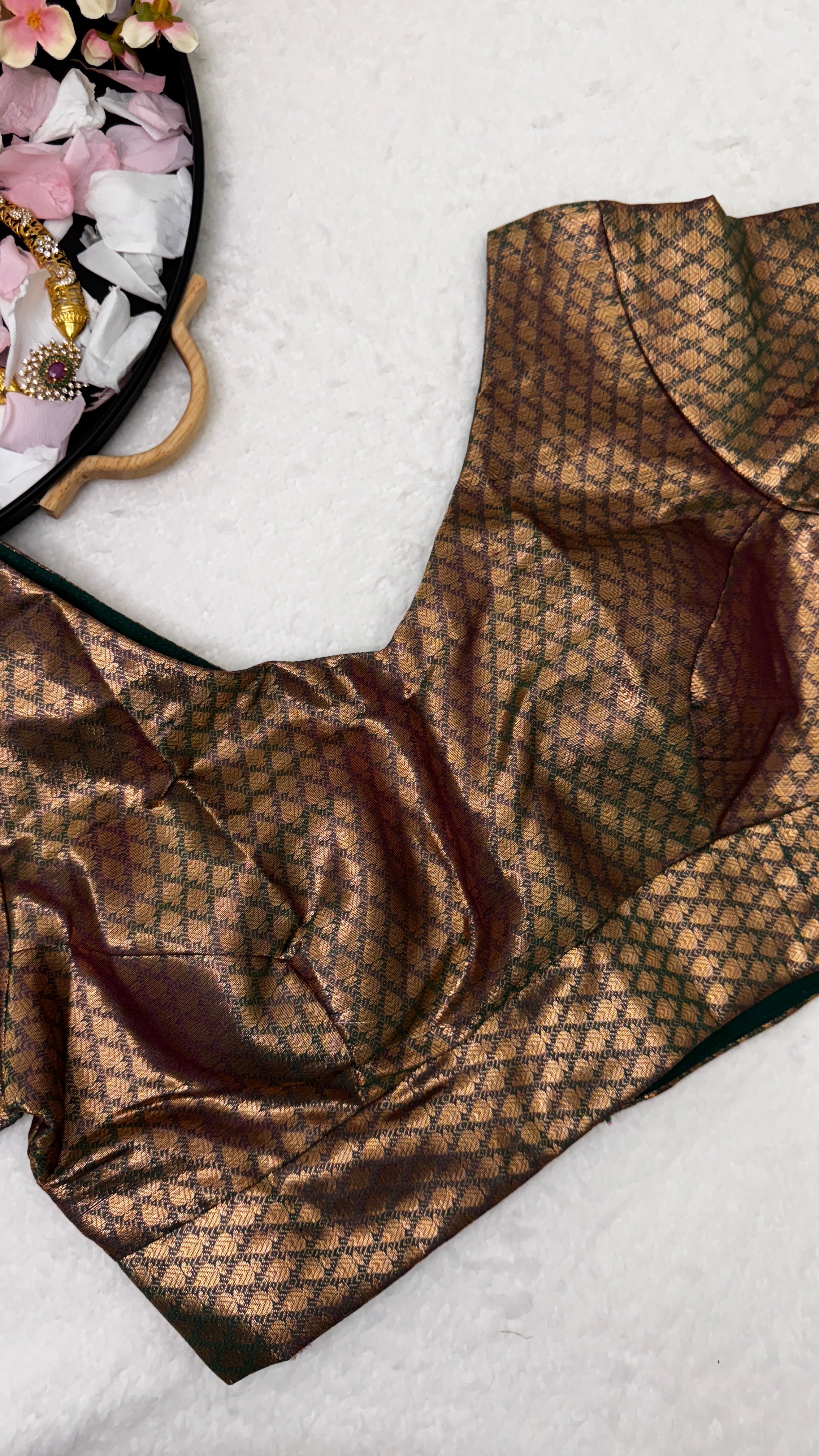 Green Semi Katan Silk Saree With Stitched Blouse