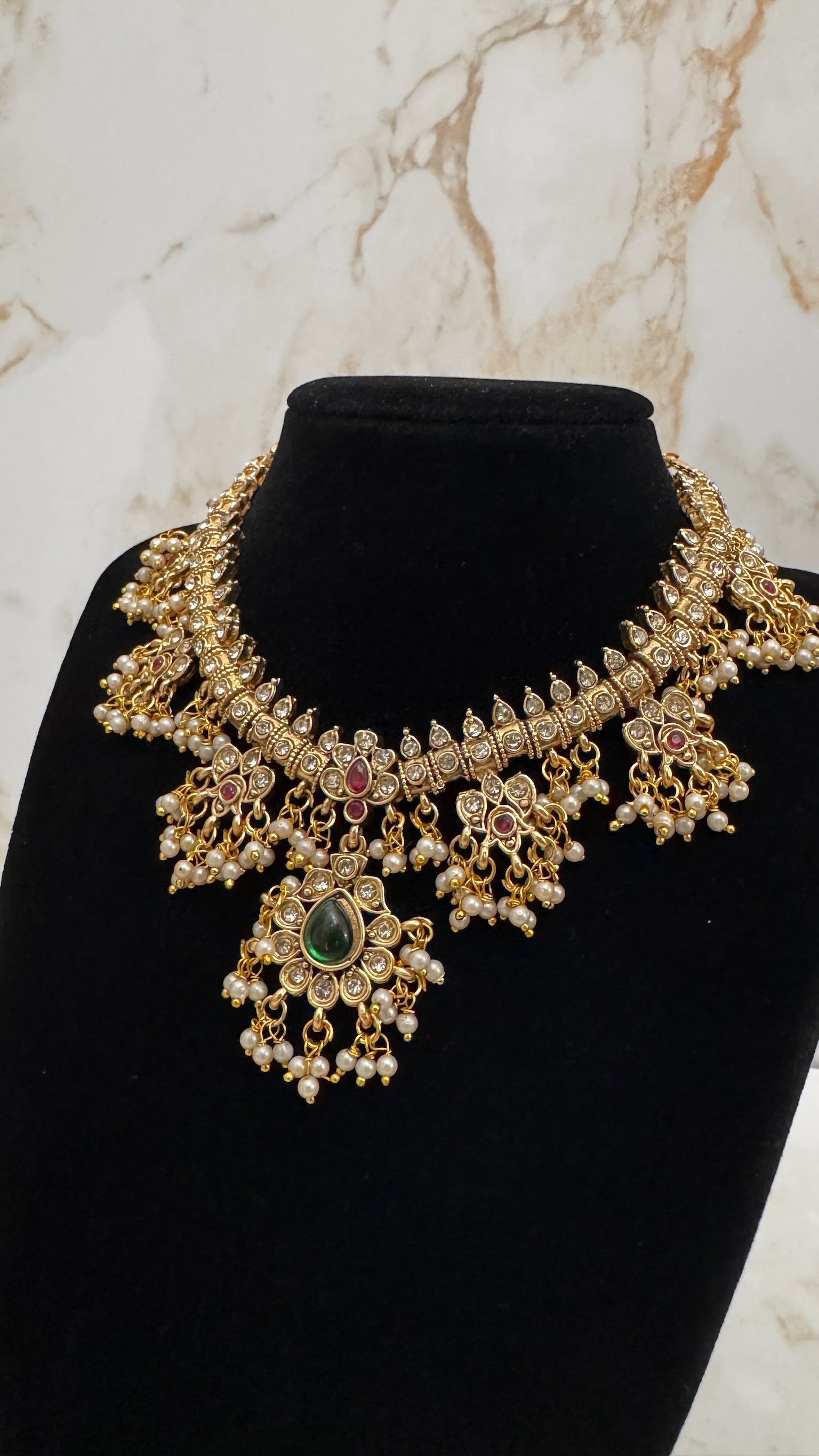 Gold Plated Mini Guttapusalu Necklace Set