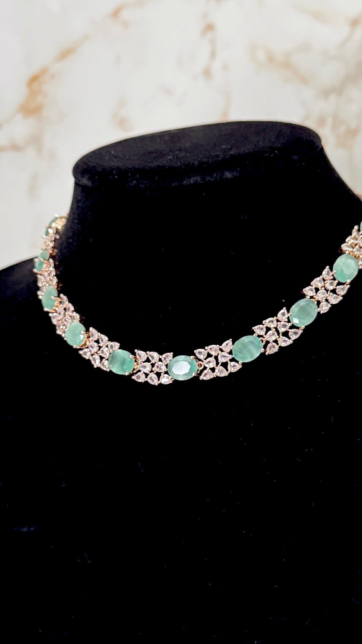 Rose Gold Mint Green Neckpiece Set