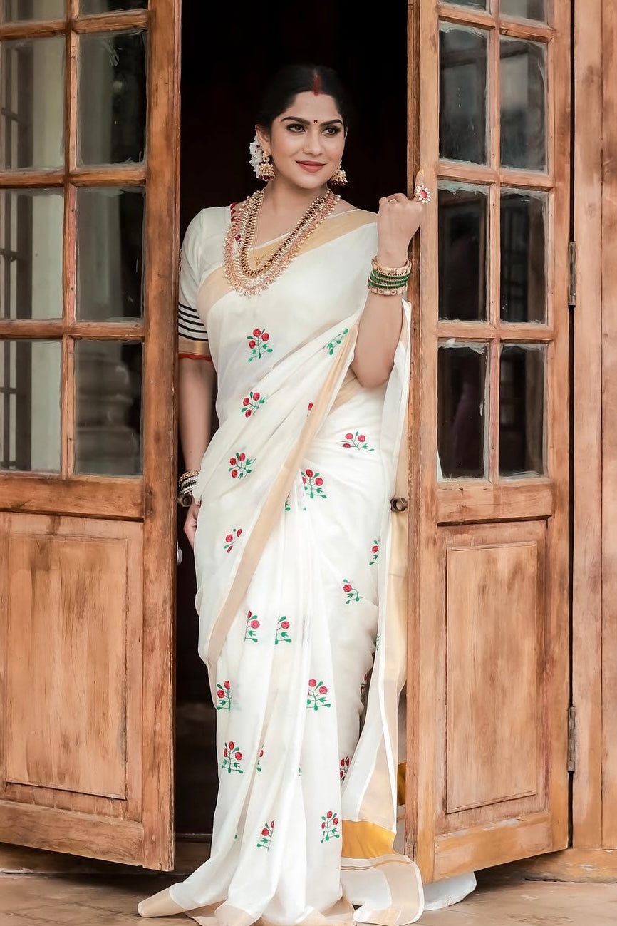 Kerala Floral Set Saree
