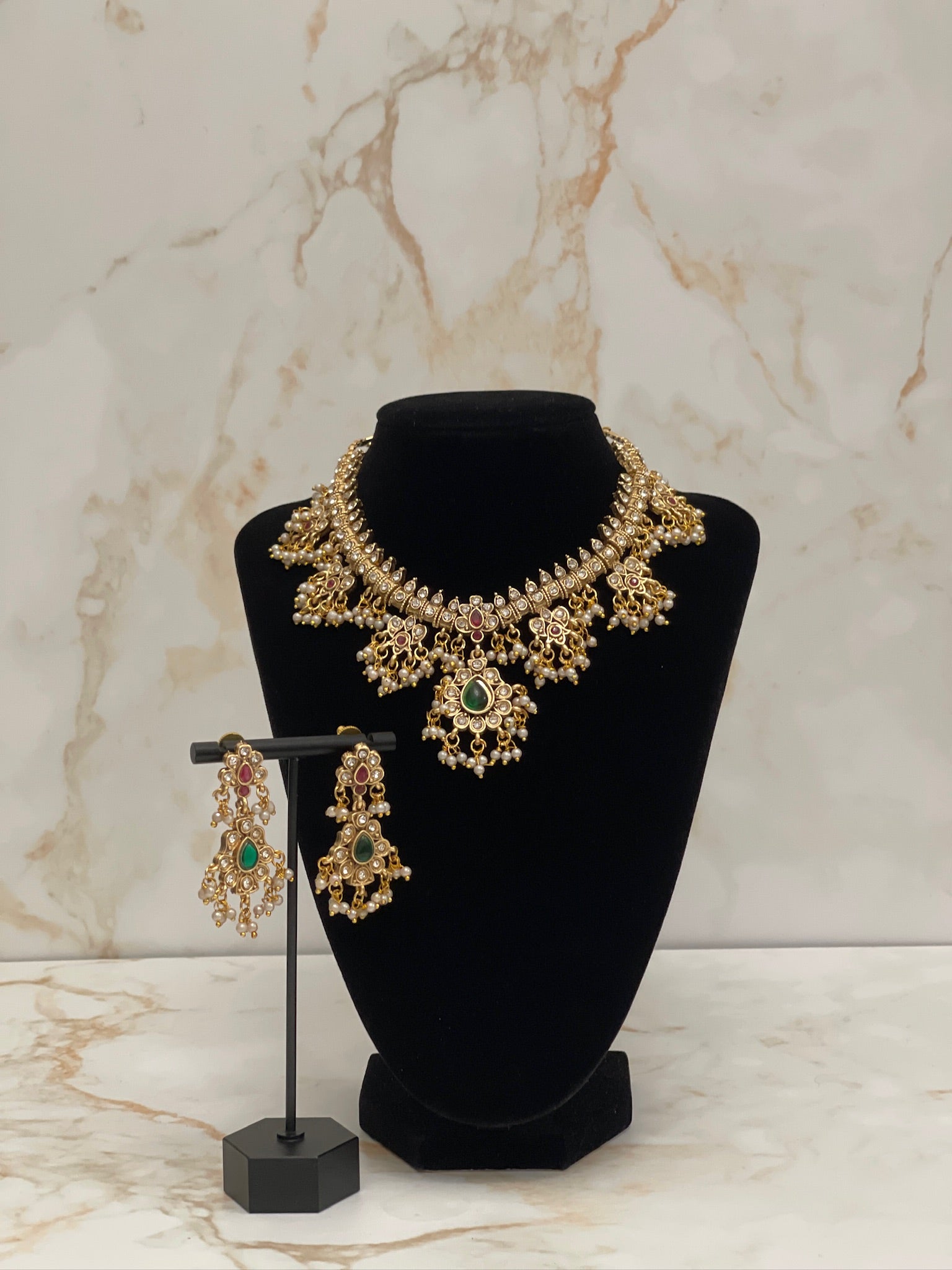 Gold Plated Mini Guttapusalu Necklace Set