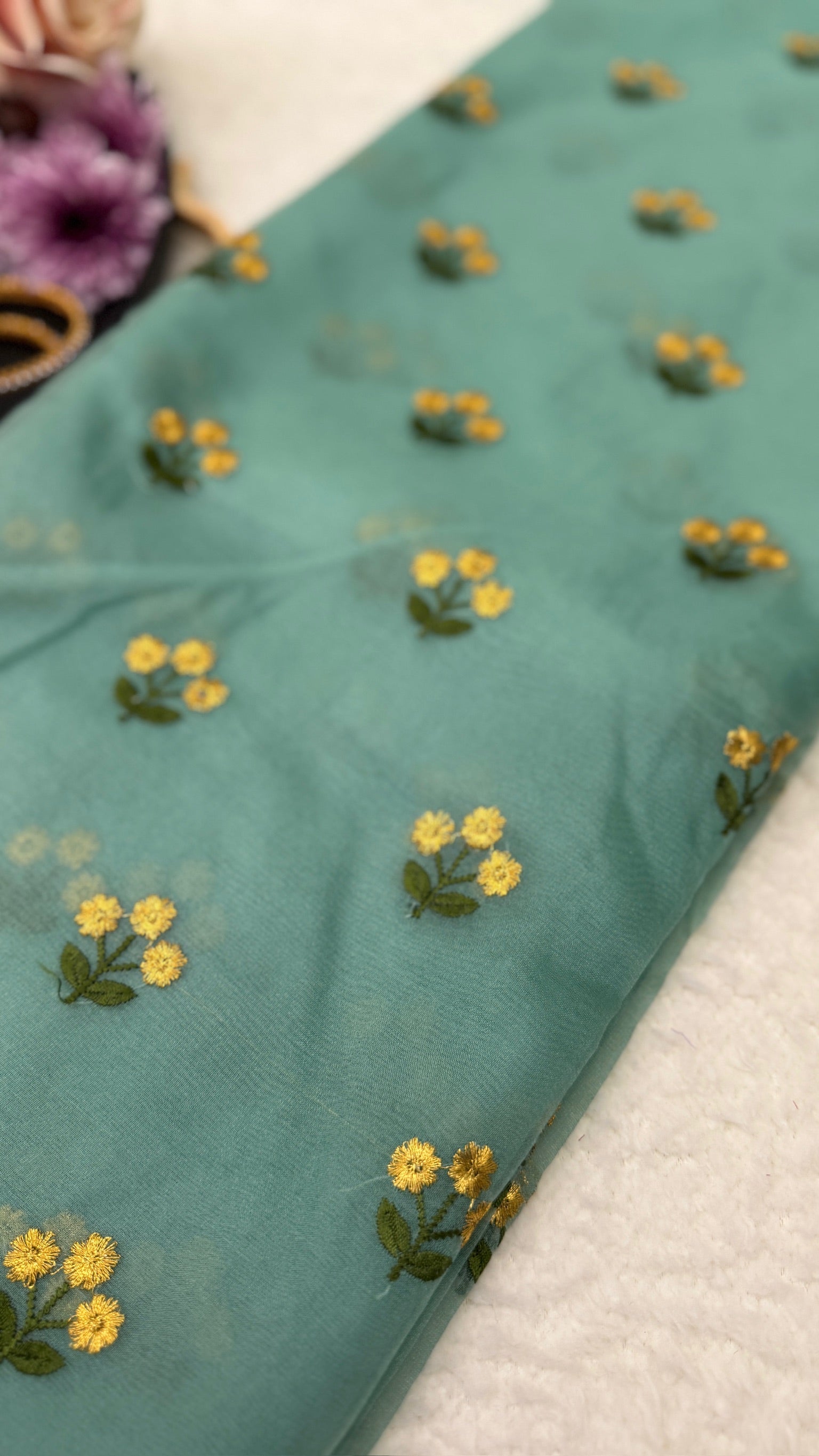 Flower Tissue Saree With Blouse